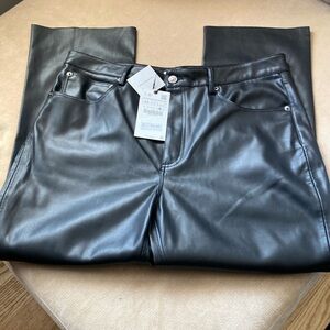 NWT Black faux leather pants by Zara.  Size 12
